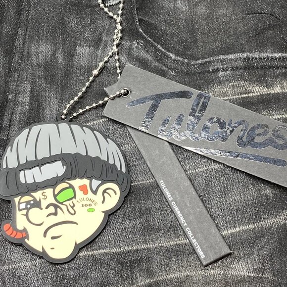 NEW TULONES Men’s Euro Skinny Jeans Coated Black Distressed Denim Size 36 NWT - Picture 9 of 11